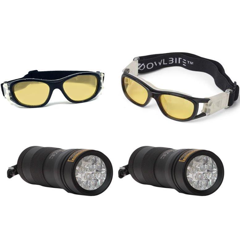 Ravlygte Mini™ 2 stk. + 2 stk Ravbrille™ til børn fra danske OwlBite®