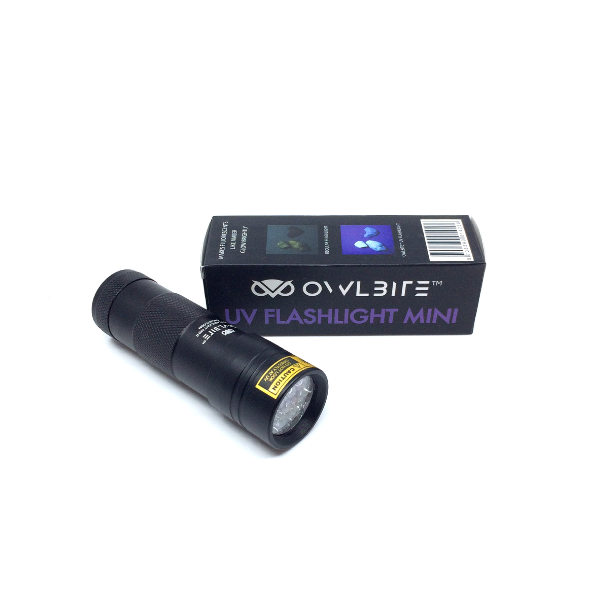 Ravlygte Mini™ fra danske OwlBite®. Kraftig UV-rav-lygte.