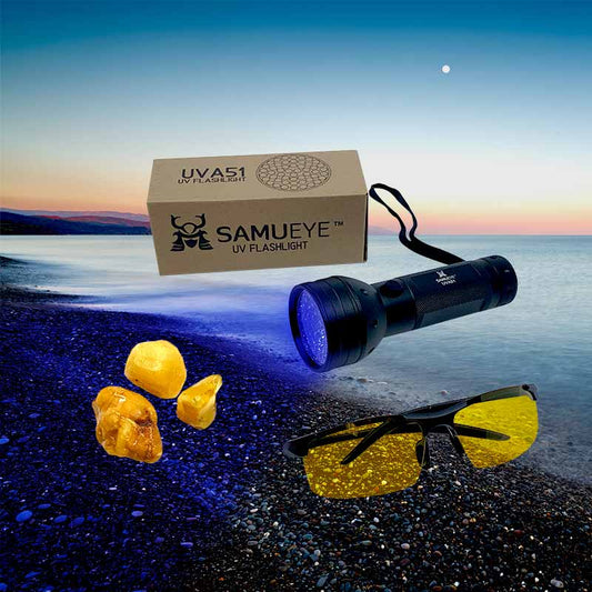Ravlygter: 1 stk UVA51 fra danske SamuEye™ + 1 stk ravbriller.