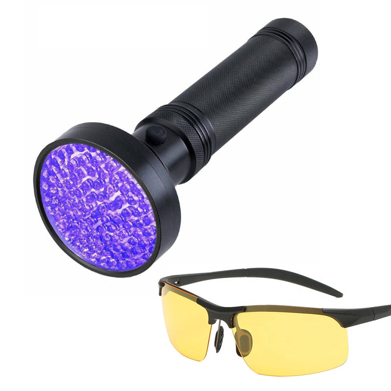 Ravlygte - Billig 100 UV-LED med ravbrille.