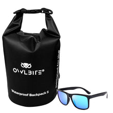 Indlæs billede til gallerivisning Vandtæt taske Dry Bag Rygsæk™ fra danske Owlbite® på 5L (Liter), sort

