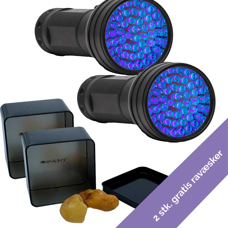 Ravlygter: 2 x UV-Lampe UVA51 + 2 x Gratis Ravæsker | UV-lygter som ravlamper