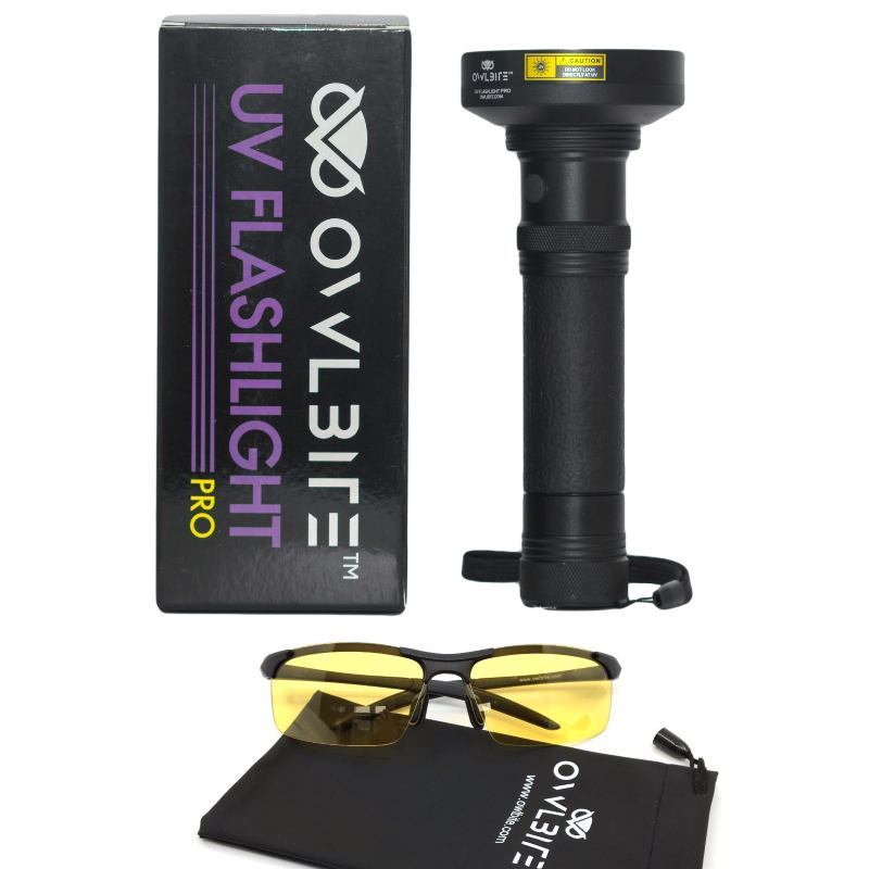 Ravlygte Pro™ + Ravbriller™ fra danske OwlBite® | Kraftig UV-lygte